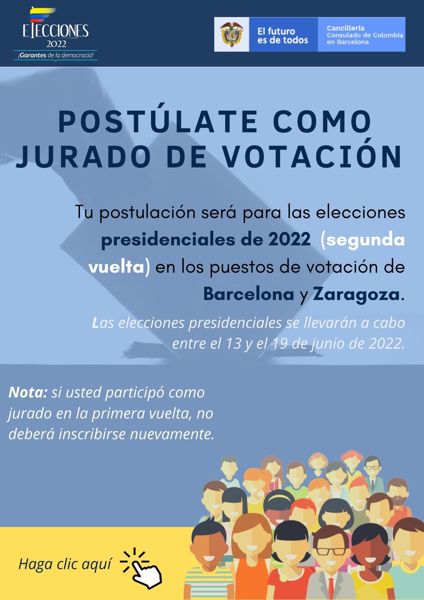 Jurados 2a vuelta Elecciones Presidenciales 2022 en Barcelona