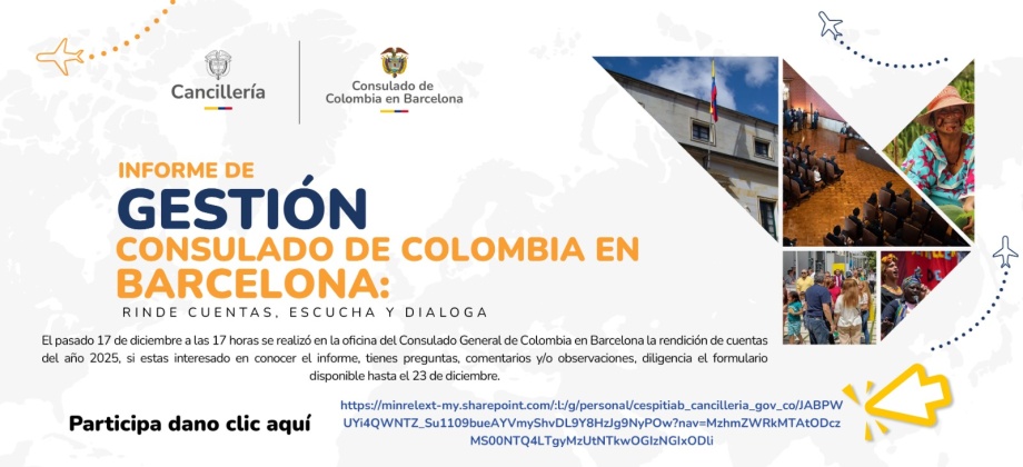 Consulta el informe de gestión 2024-2025 del Consulado de Colombia en Barcelona