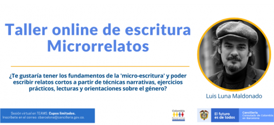  Consulado de Colombia en Barcelona realizará un Taller online de escritura el 18 de junio de 2021