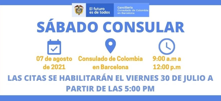El 7 de agosto se realizará el Sábado Consular en la sede del Consulado de Colombia 