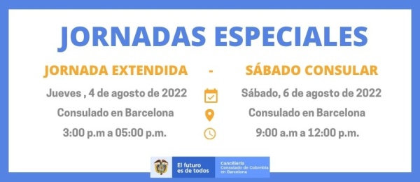 Jornada Extendida y sábado Consular el 4 y 6 de agosto de 2022